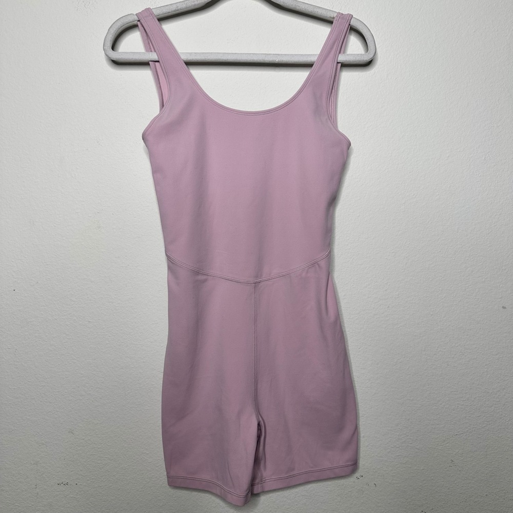 Tnaction Aritzia Life Romper Small Mauve Pink Cutout Back Athletic Bodysuit